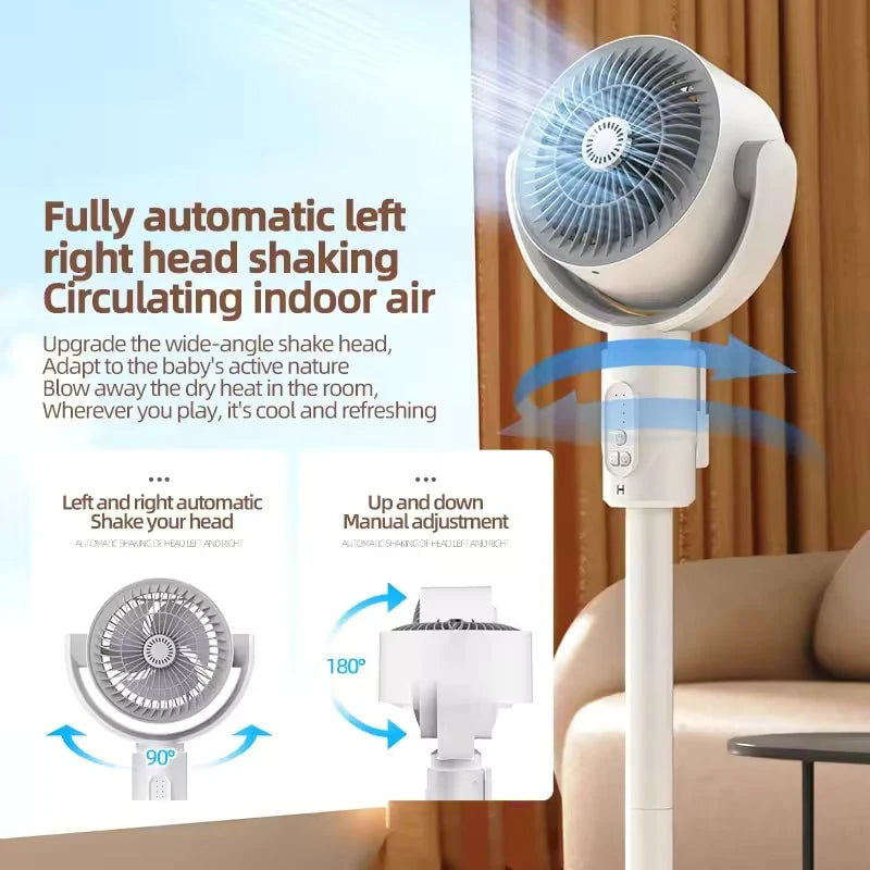 Tower Fan Electric Fan Air Turbine Circulation Fan Floor Fan Adjustable Height Shaking Head Five-Speed Adjustment Silent Fan
