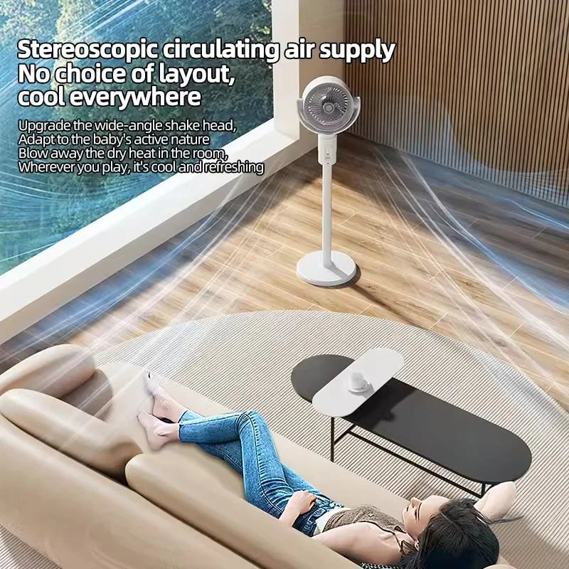 Tower Fan Electric Fan Air Turbine Circulation Fan Floor Fan Adjustable Height Shaking Head Five-Speed Adjustment Silent Fan