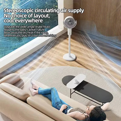 Tower Fan Electric Fan Air Turbine Circulation Fan Floor Fan Adjustable Height Shaking Head Five-Speed Adjustment Silent Fan