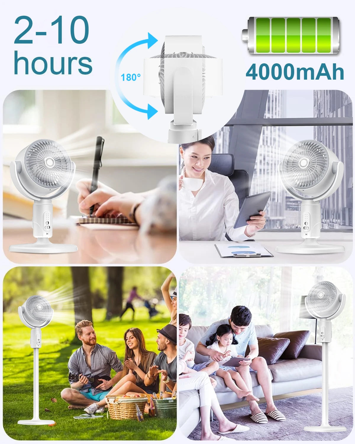 Tower Fan Electric Fan Air Turbine Circulation Fan Floor Fan Adjustable Height Shaking Head Five-Speed Adjustment Silent Fan